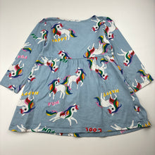 Load image into Gallery viewer, Girls H&amp;M, cotton long sleeve dress, unicorns, FUC, size 3-4, L: 45cm