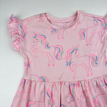 Load image into Gallery viewer, Girls Anko, pink cotton dress, unicorns, FUC, size 5, L: 54cm