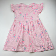 Load image into Gallery viewer, Girls Anko, pink cotton dress, unicorns, FUC, size 5, L: 54cm
