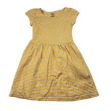 Load image into Gallery viewer, Girls Carter's, yellow &amp; white stripe cotton dress, FUC, size 4, L: 52cm