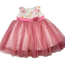 Load image into Gallery viewer, Girls lined, tulle &amp; floral party dress, GUC, size 0, L: 44cm