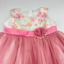 Load image into Gallery viewer, Girls lined, tulle &amp; floral party dress, GUC, size 0, L: 44cm