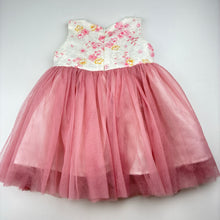 Load image into Gallery viewer, Girls lined, tulle &amp; floral party dress, GUC, size 0, L: 44cm