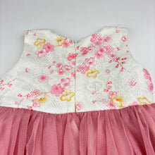 Load image into Gallery viewer, Girls lined, tulle &amp; floral party dress, GUC, size 0, L: 44cm