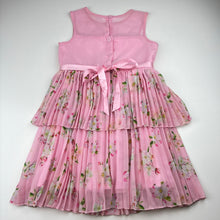 Load image into Gallery viewer, Girls Origami, lined pleated floral party dress, FUC, size 5, L: 60cm