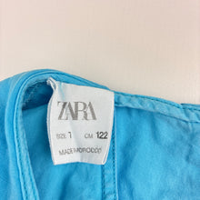 Load image into Gallery viewer, Girls Zara, blue cotton summer dress, FUC, size 7, L: 66cm