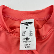 Load image into Gallery viewer, Girls Wave Zone, zip up long sleeve rashie / swim top, EUC, size 8,  