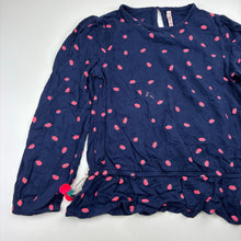 Load image into Gallery viewer, Girls Billieblush, navy viscose long sleeve top, GUC, size 8,  