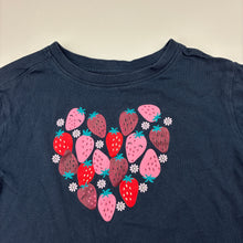 Load image into Gallery viewer, Girls Anko, navy cotton tee / top, strawberries, FUC, size 3,  
