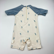 Load image into Gallery viewer, Unisex Rylee + Cru, rashie suit, seahorses, pilling on bottom, FUC, size 2-3,  