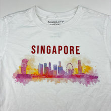 Load image into Gallery viewer, Unisex GIORDANO Jnr, cotton tee / top, Singapore, light mark on back, FUC, size 6-7,  