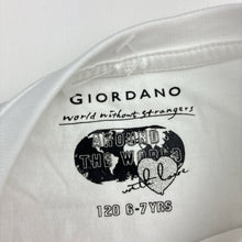 Load image into Gallery viewer, Unisex GIORDANO Jnr, cotton tee / top, Singapore, light mark on back, FUC, size 6-7,  