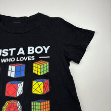 Load image into Gallery viewer, Boys black, tee / top, no labels, armpit to armpit: 37cm, GUC, size 8-10,  