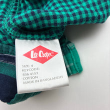 Load image into Gallery viewer, Boys LEE COOPER, checked cotton long sleeve shirt, EUC, size 4,  