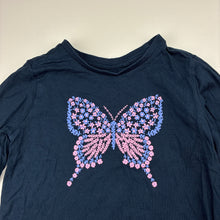 Load image into Gallery viewer, Girls Anko, navy cotton long sleeve top, butterfly, EUC, size 5,  