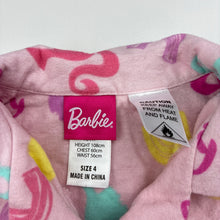 Load image into Gallery viewer, Girls Barbie, flannel cotton pyjama top, light marks, FUC, size 4,  