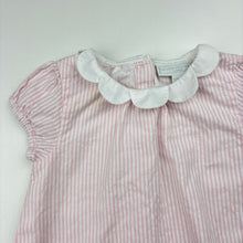 Load image into Gallery viewer, Girls The Little White Co, lined striped cotton romper, light mark front, FUC, size 0,  