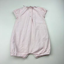 Load image into Gallery viewer, Girls The Little White Co, lined striped cotton romper, light mark front, FUC, size 0,  