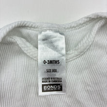 Load image into Gallery viewer, Unisex Bonds, white ribbed cotton bodysuit / romper, GUC, size 000,  