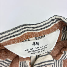 Load image into Gallery viewer, Boys H&amp;M, striped cotton / linen short sleeve shirt, GUC, size 4,  