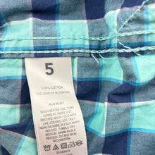Load image into Gallery viewer, Boys Osh Kosh, blue check cotton short sleeve shirt, GUC, size 5,  