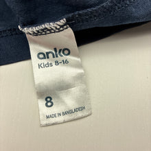 Load image into Gallery viewer, Unisex Anko, navy cotton Christmas tee / top, GUC, size 8,  