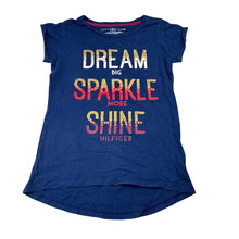 Load image into Gallery viewer, Girls Tommy Hilfiger, navy cotton tee / top, wash fade, FUC, size 8-10,  