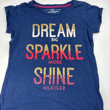 Load image into Gallery viewer, Girls Tommy Hilfiger, navy cotton tee / top, wash fade, FUC, size 8-10,  