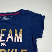 Load image into Gallery viewer, Girls Tommy Hilfiger, navy cotton tee / top, wash fade, FUC, size 8-10,  