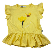 Load image into Gallery viewer, Girls Kissed by Radicool, yellow stretchy peplum top, butterfly, EUC, size 5,  