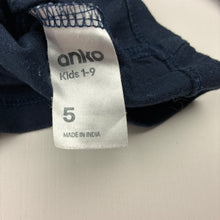 Load image into Gallery viewer, Girls Anko, navy cotton long sleeve tee / top, GUC, size 5,  