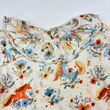 Load image into Gallery viewer, Girls Next, organic cotton peplum top, unicorns, EUC, size 2,  