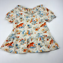 Load image into Gallery viewer, Girls Next, organic cotton peplum top, unicorns, EUC, size 2,  