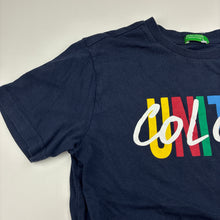 Load image into Gallery viewer, Unisex United Colors of Benetton, navy cotton tee / top, no size, armpit to armpit: 39cm, EUC, size 9-10,  