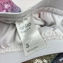Load image into Gallery viewer, Girls Anko, lined sequin party skirt, elasticated, GUC, size 3,  
