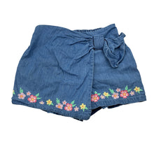 Load image into Gallery viewer, Girls Max, embroidered chambray cotton shorts / skort, elasticated, GUC, size 6-7,  