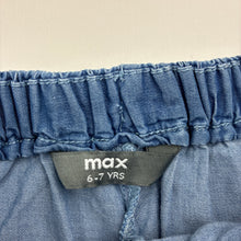 Load image into Gallery viewer, Girls Max, embroidered chambray cotton shorts / skort, elasticated, GUC, size 6-7,  
