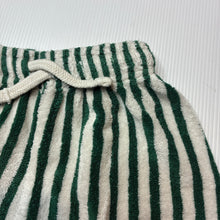 Load image into Gallery viewer, Unisex Zara, green stripe terry shorts, elasticated, EUC, size 3,  