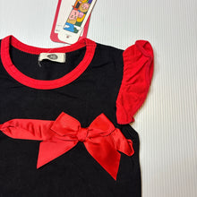 Load image into Gallery viewer, Girls stretchy, black &amp; red bodysuit / romper, NEW, size 00,  