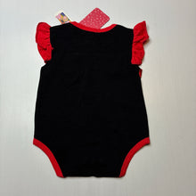 Load image into Gallery viewer, Girls stretchy, black &amp; red bodysuit / romper, NEW, size 00,  