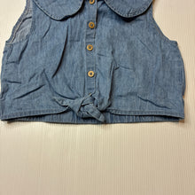 Load image into Gallery viewer, Girls KID, chambray cotton tie front top, EUC, size 3,  