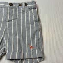 Load image into Gallery viewer, Boys DAVID JONES, striped cotton shorts, elasticated, dinosaur, GUC, size 0,  