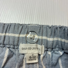 Load image into Gallery viewer, Boys DAVID JONES, striped cotton shorts, elasticated, dinosaur, GUC, size 0,  