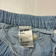 Load image into Gallery viewer, Girls Anko, embroidered chambray cotton shorts, elasticated, GUC, size 1,  