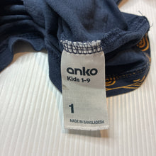 Load image into Gallery viewer, Boys Anko, navy cotton tee / top, cars, GUC, size 1,  