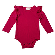 Load image into Gallery viewer, Girls La Sienna Couture, pink stretchy ruffle bodysuit / romper, EUC, size 2,  