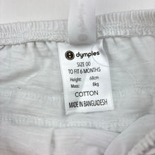 Load image into Gallery viewer, Girls Dymples, white cotton ruffle bloomers / nappy cover, EUC, size 00,  