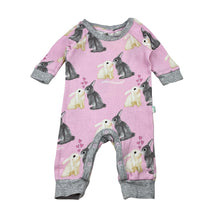 Load image into Gallery viewer, Girls Peter Alexander, waffle romper, rabbits, GUC, size 000,  