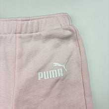 Load image into Gallery viewer, Girls PUMA, pink fleece lined track pants, elasticated, EUC, size 000,  