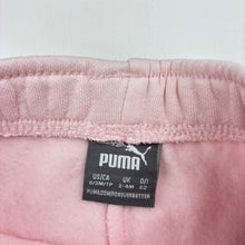Load image into Gallery viewer, Girls PUMA, pink fleece lined track pants, elasticated, EUC, size 000,  